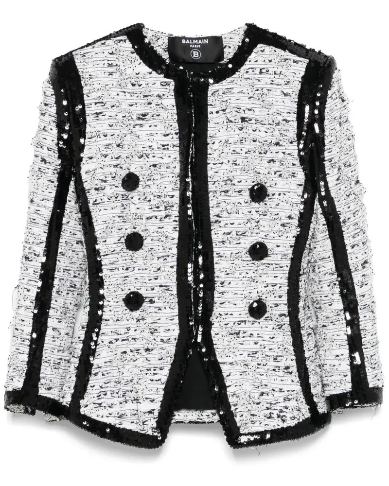Balmain Jacke mit Glitter-Detail - Weiß Weiß
