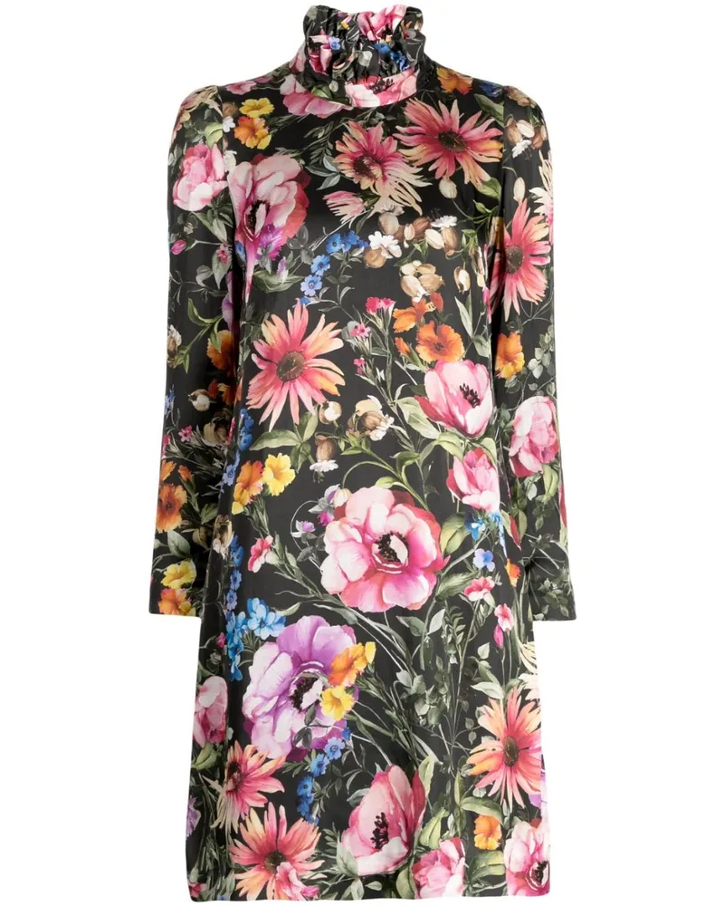 JANE Atelier Minikleid mit Blumen-Print - Schwarz Schwarz