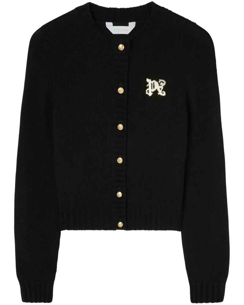 Palm Angels Cardigan mit Monogramm-Intarsie Schwarz