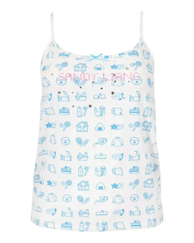 Sandy Liang Dashi graphic-print tank top - Weiß Weiß