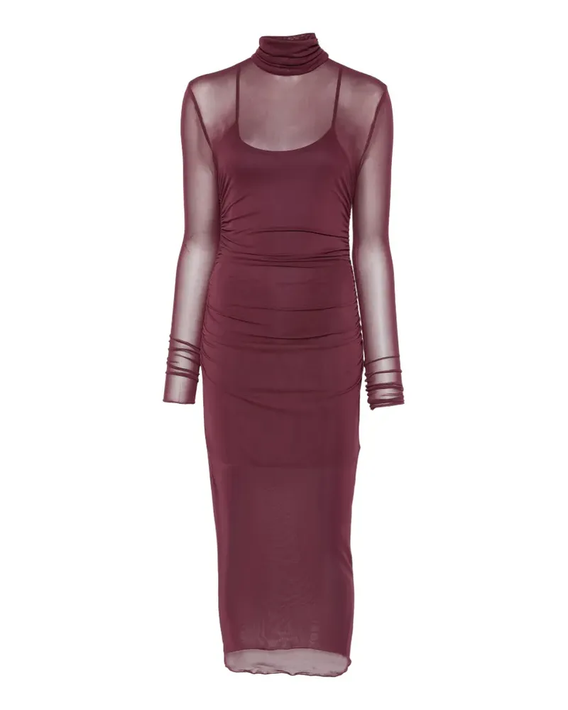 Aniye By Gerafftes Kleid mit transparenten Einsätzen - Rot Rot