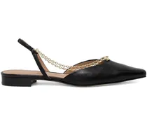 Slingback-Ballerinas mit Kettendetail - Schwarz