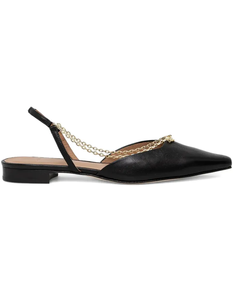 HUGO BOSS Slingback-Ballerinas mit Kettendetail - Schwarz Schwarz