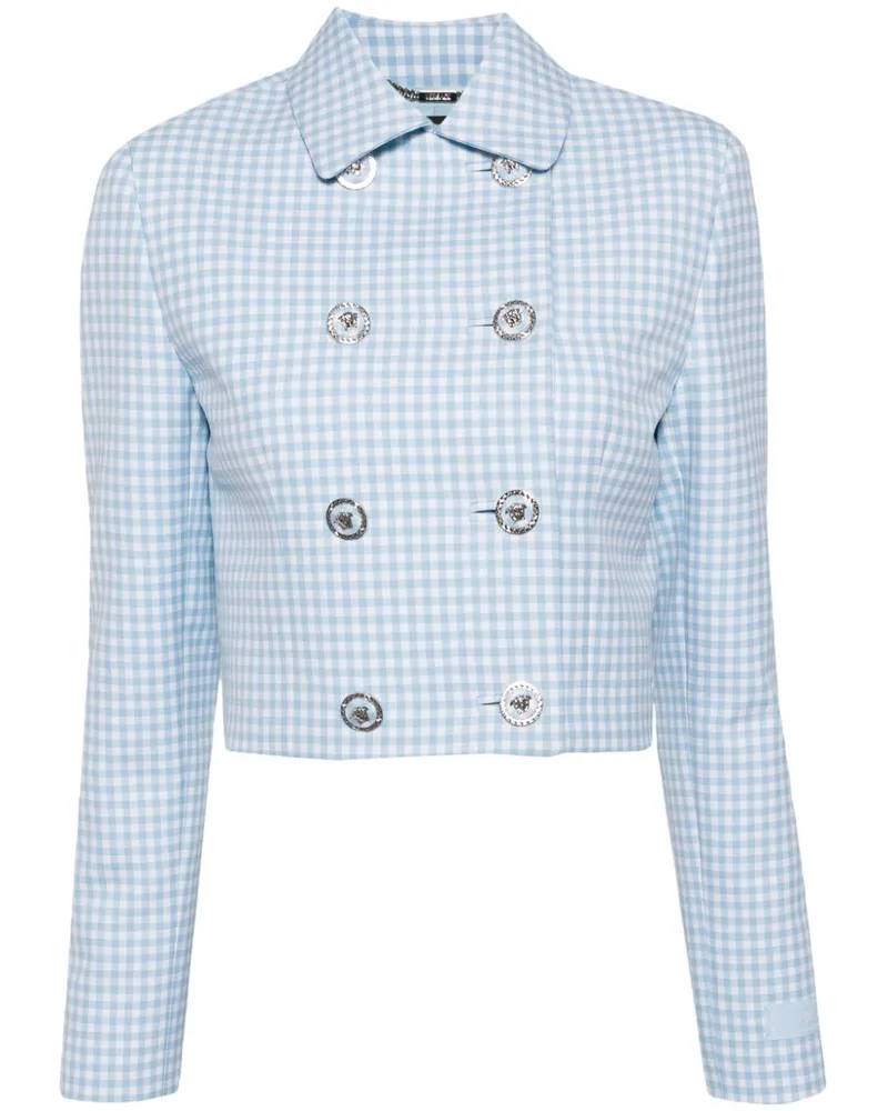 Versace Cropped-Jacke mit Medusa-Knöpfen - Blau Blau