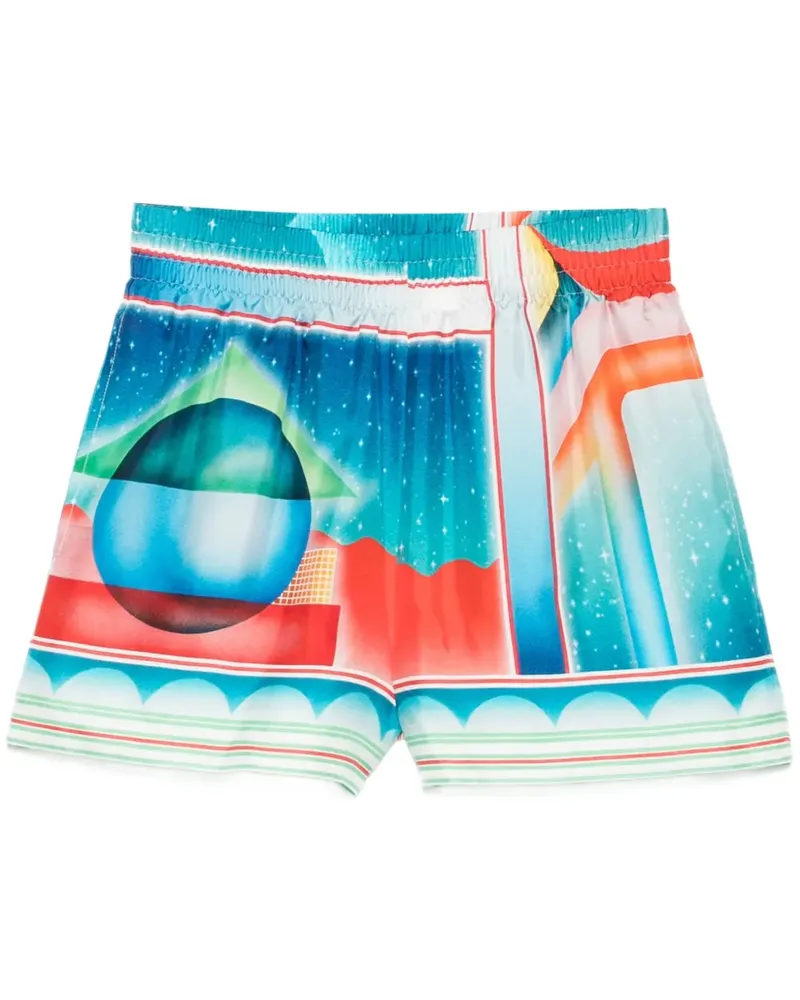 Casablanca Paris Galaxy Court Shorts aus Seide - Blau Blau