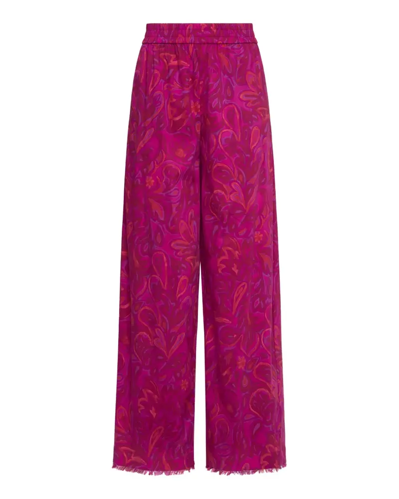 Cinq à Sept Ibbie paisley-bloom frayed-hem trousers - Rosa Rosa