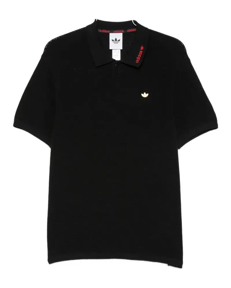 adidas logo-plaque polo shirt - Schwarz Schwarz
