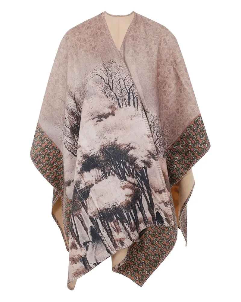 Pierre-Louis Mascia Poncho mit Landschafts-Print - Braun Braun