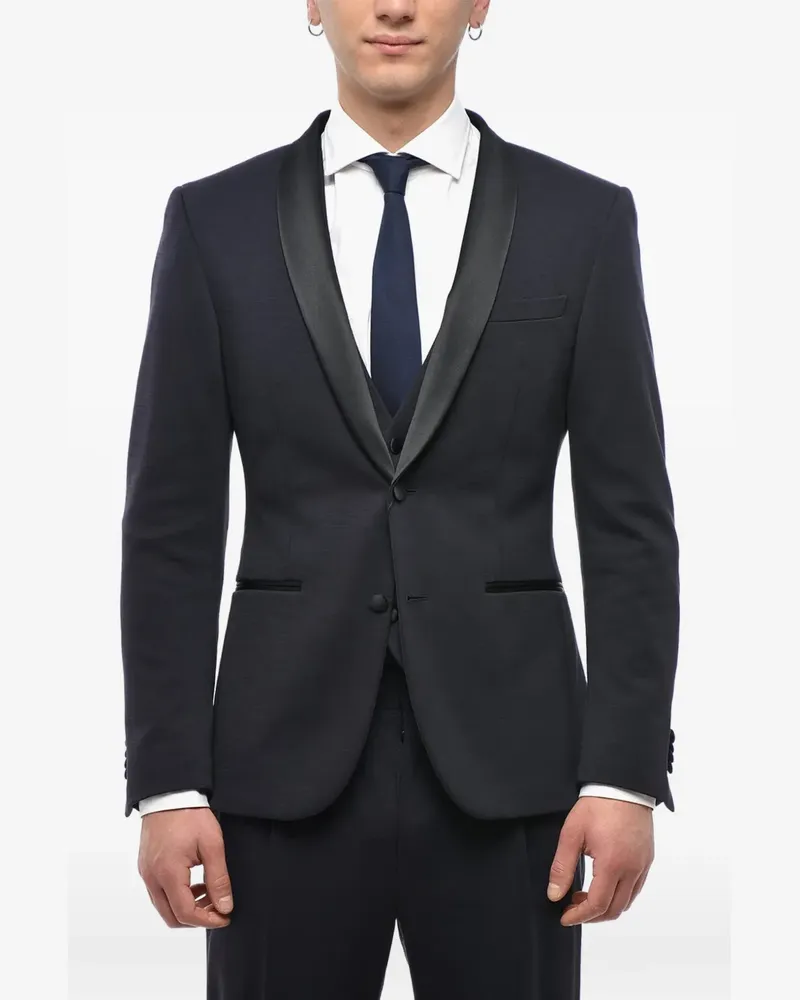 Corneliani satin shawl-lapel three-piece suit - Blau Blau
