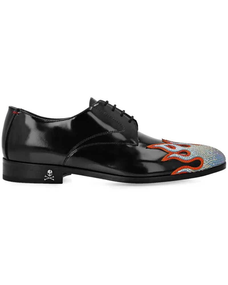 Philipp Plein Schnürschuhe mit Flammendetail - Schwarz Schwarz