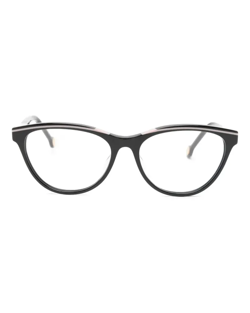 Carolina Herrera New York Cat-Eye-Brille mit Logo-Schild - Schwarz Schwarz