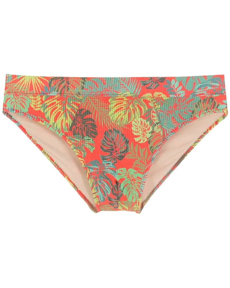 Amir Slama Badehose mit Blatt-Print - Rot Rot