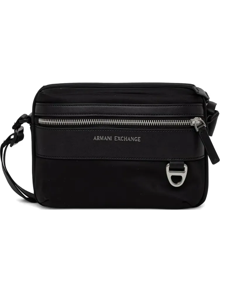 Armani Exchange logo-plaque zip-fastening messenger bag - Schwarz Schwarz