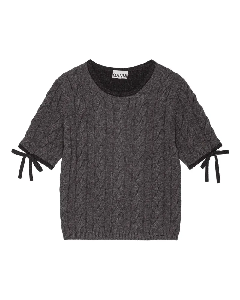Ganni cable-knit tie-detail sweater - Grau Grau