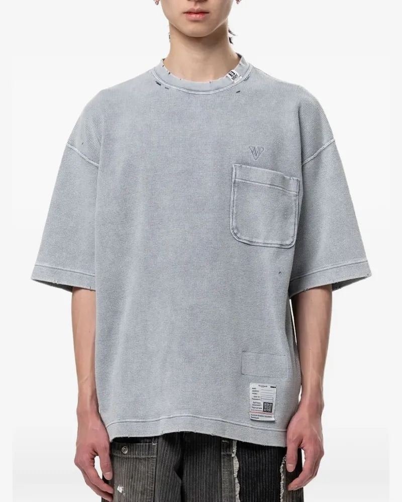MIHARAYASUHIRO waffle-knit chest-pocket T-shirt - Grau Grau