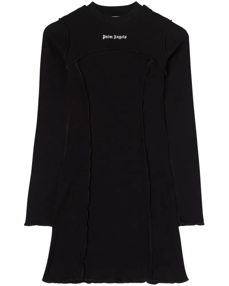 Palm Angels Geripptes Minikleid mit Logo-Stickerei - Schwarz Schwarz