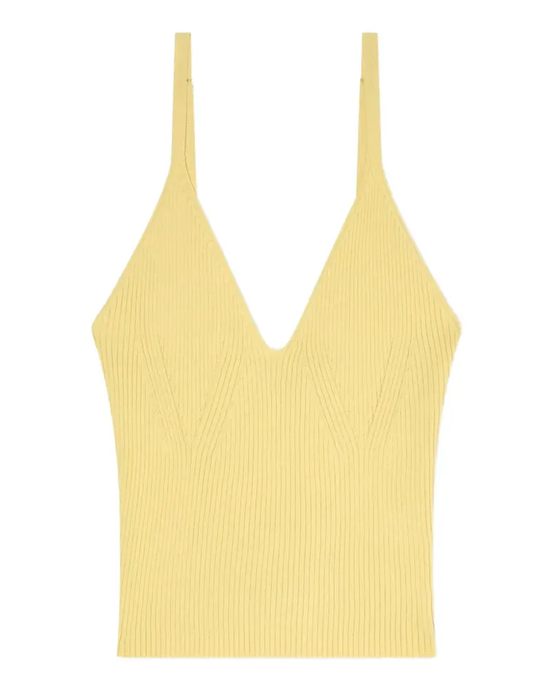 Armani Exchange ribbed-knit V-neck top - Gelb Gelb