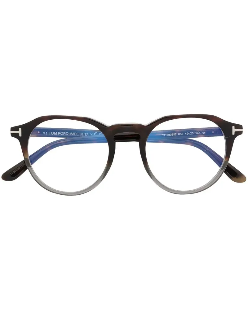 Tom Ford FT5833B Brille mit rundem Gestell - Braun Braun