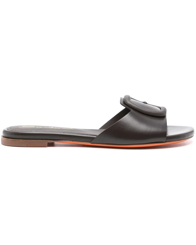 Santoni Pantoletten mit Zierschnalle - Braun Braun