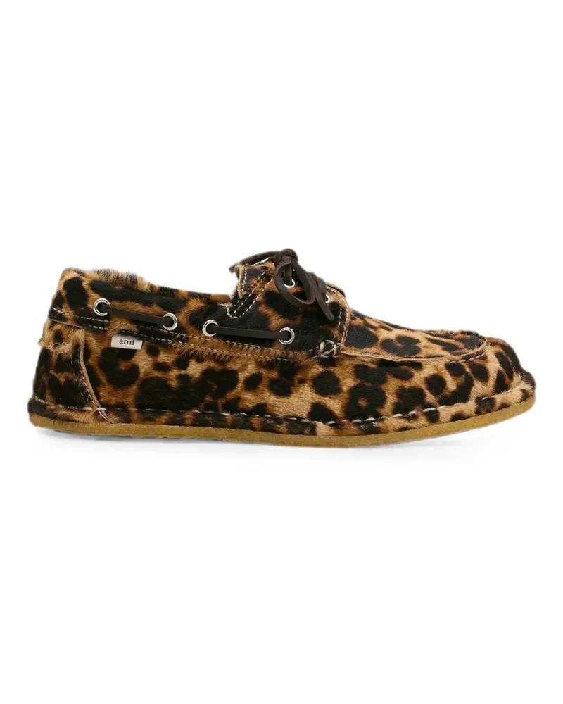 AMI Paris Segelschuhe aus Rindsleder mit Leopardenprint - Braun Braun