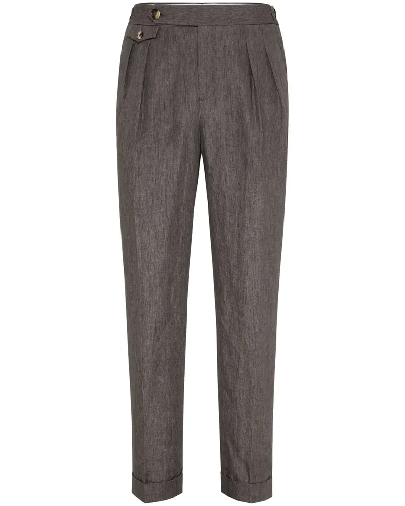 Brunello Cucinelli Klassische Leinenhose - Grau Grau
