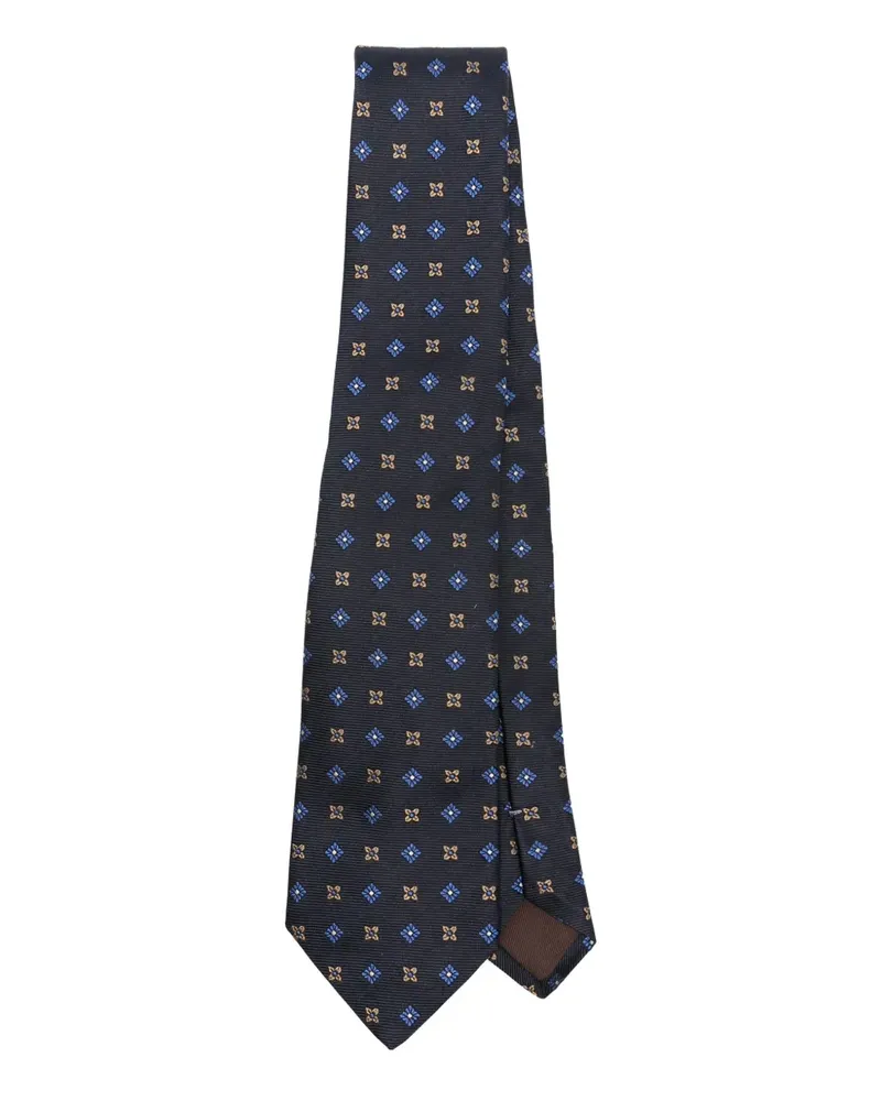 Canali Seidenkrawatte mit Blumenmuster - Blau Blau