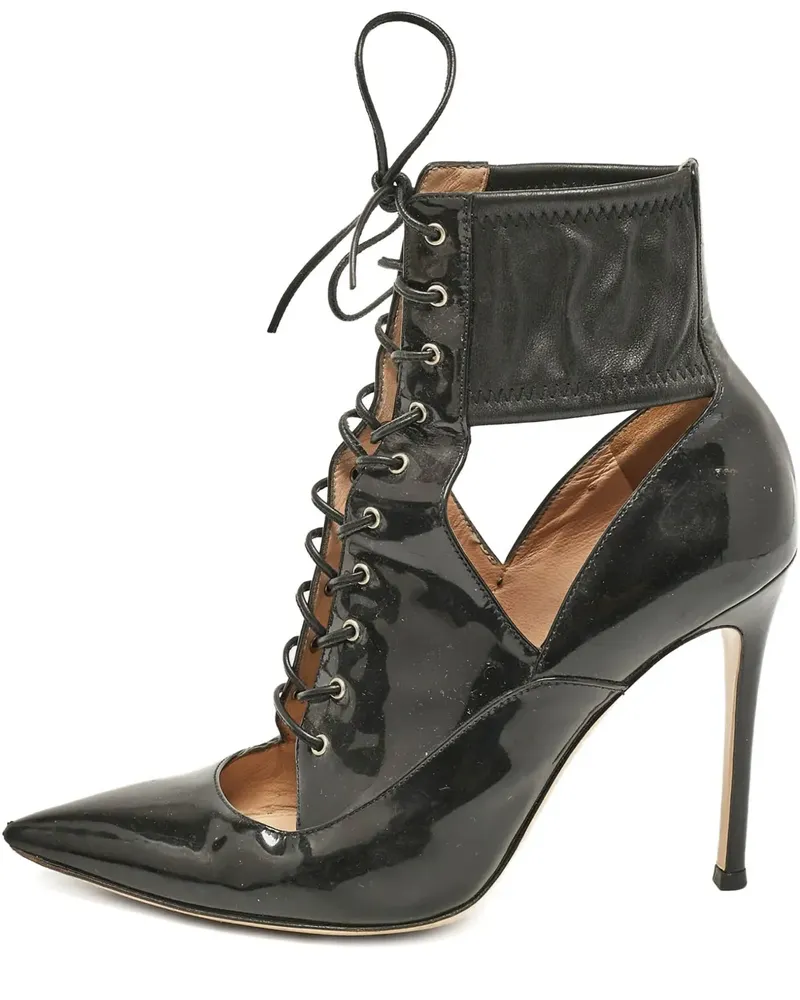 Gianvito Rossi Schnürstiefel aus Lackleder 105mm - Schwarz Schwarz