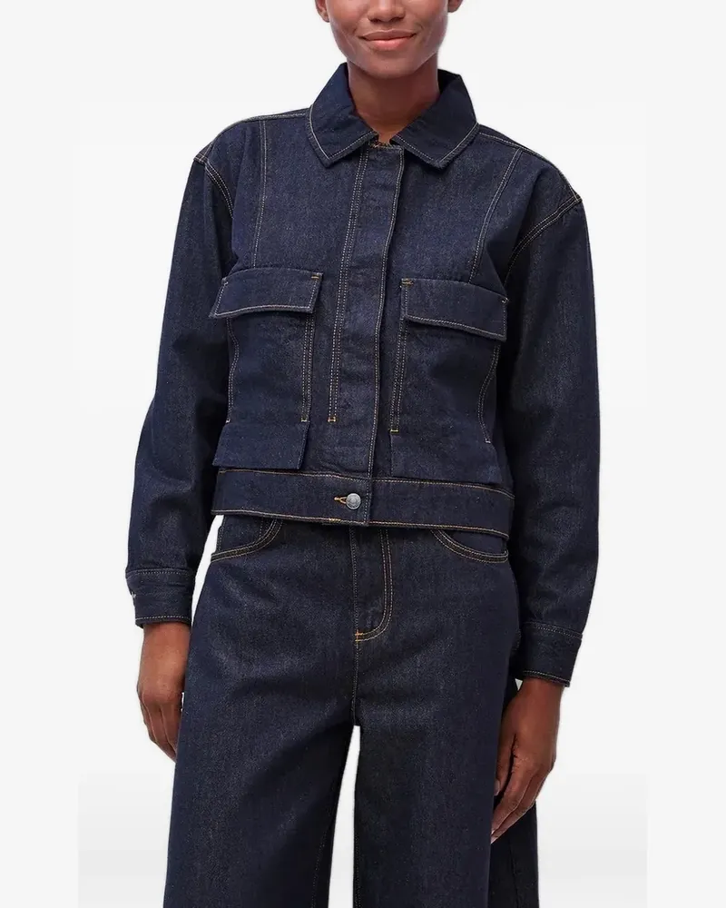 Benetton Jeansjacke mit Kontrastnähten - Blau Blau