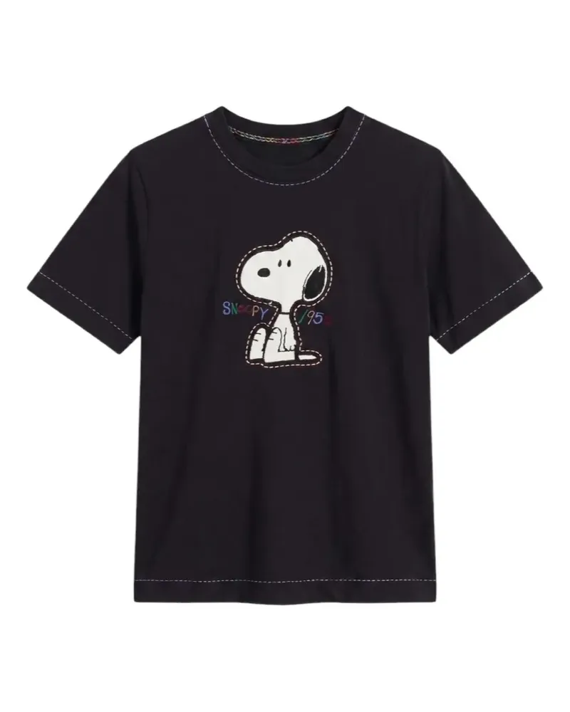 Chinti & Parker T-Shirt mit Snoopy-Stickerei - Schwarz Schwarz