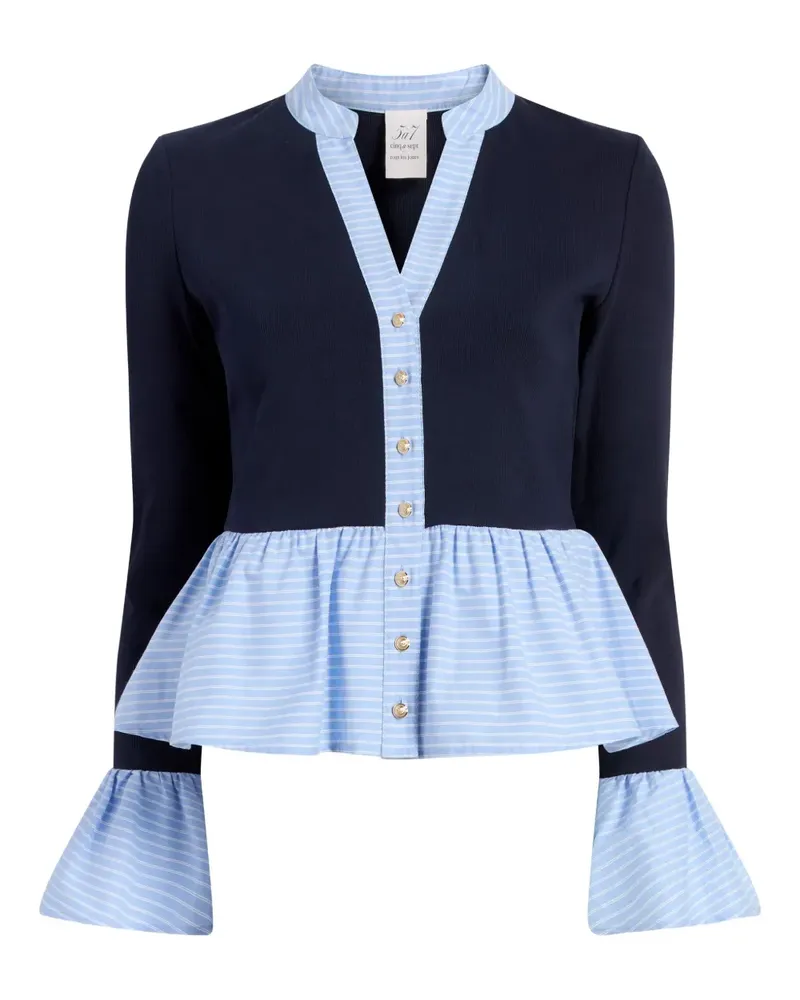 Cinq à Sept Gerüschtes Skai Oberteil - Blau Blau