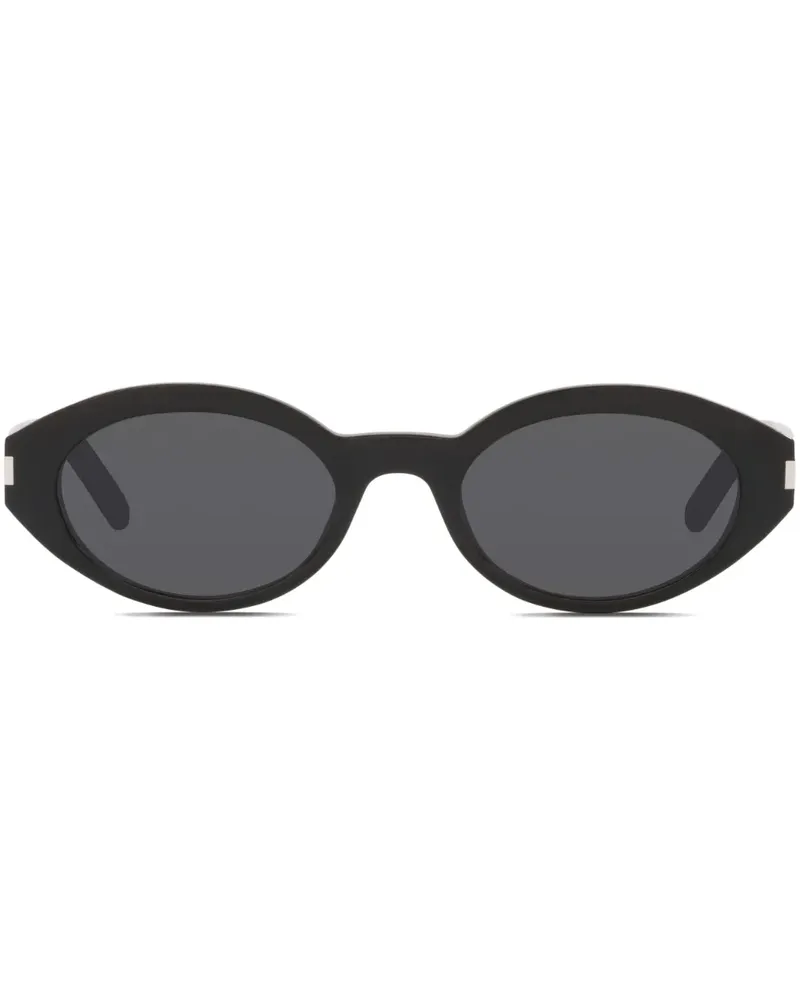 Saint Laurent Sonnenbrille mit ovalem Gestell - Schwarz Schwarz