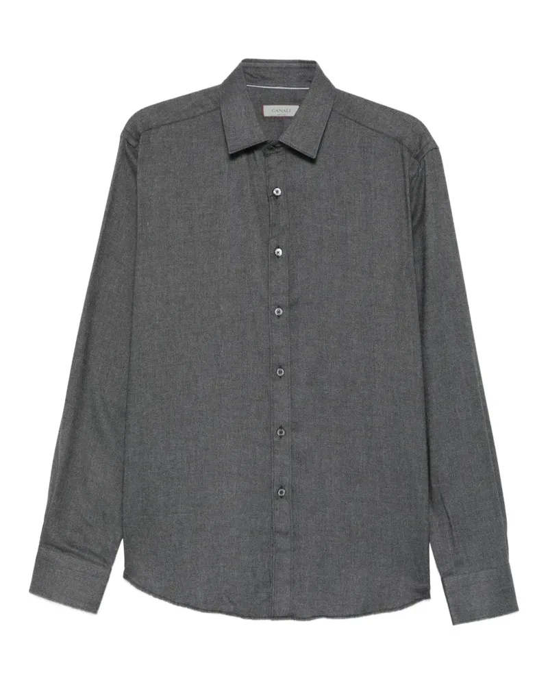 Canali Hemd mit Fischgrätenmuster - Grau Grau