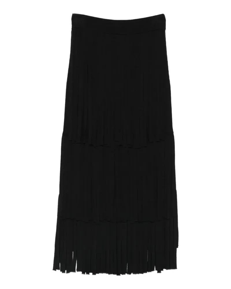 TELA Uma fringed midi skirt - Schwarz Schwarz