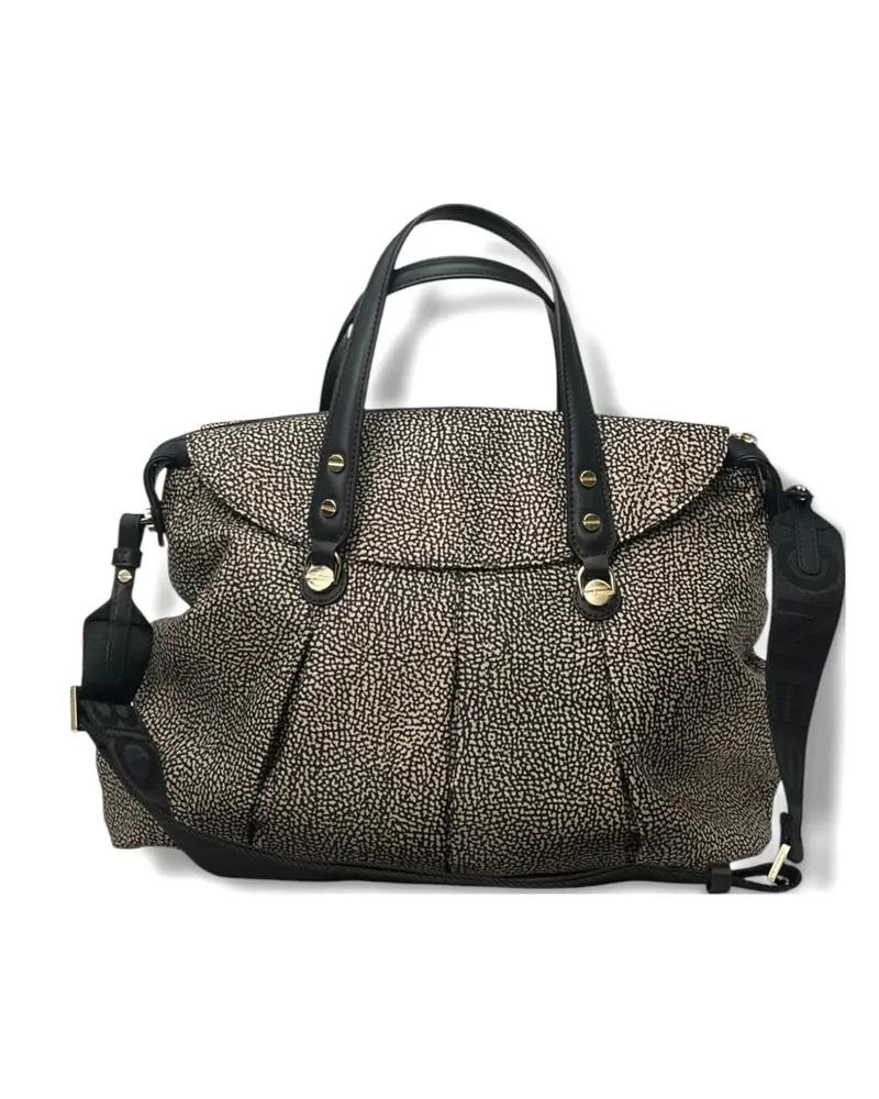 Borbonese Großer Tote Bag mit Print - Schwarz Schwarz