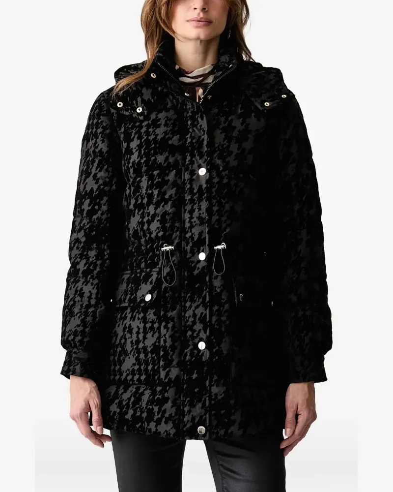 Morgan houndstooth-pattern hooded puffer jacket - Schwarz Schwarz