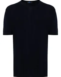 Kiton Geripptes T-Shirt mit rundem Ausschnitt Blau