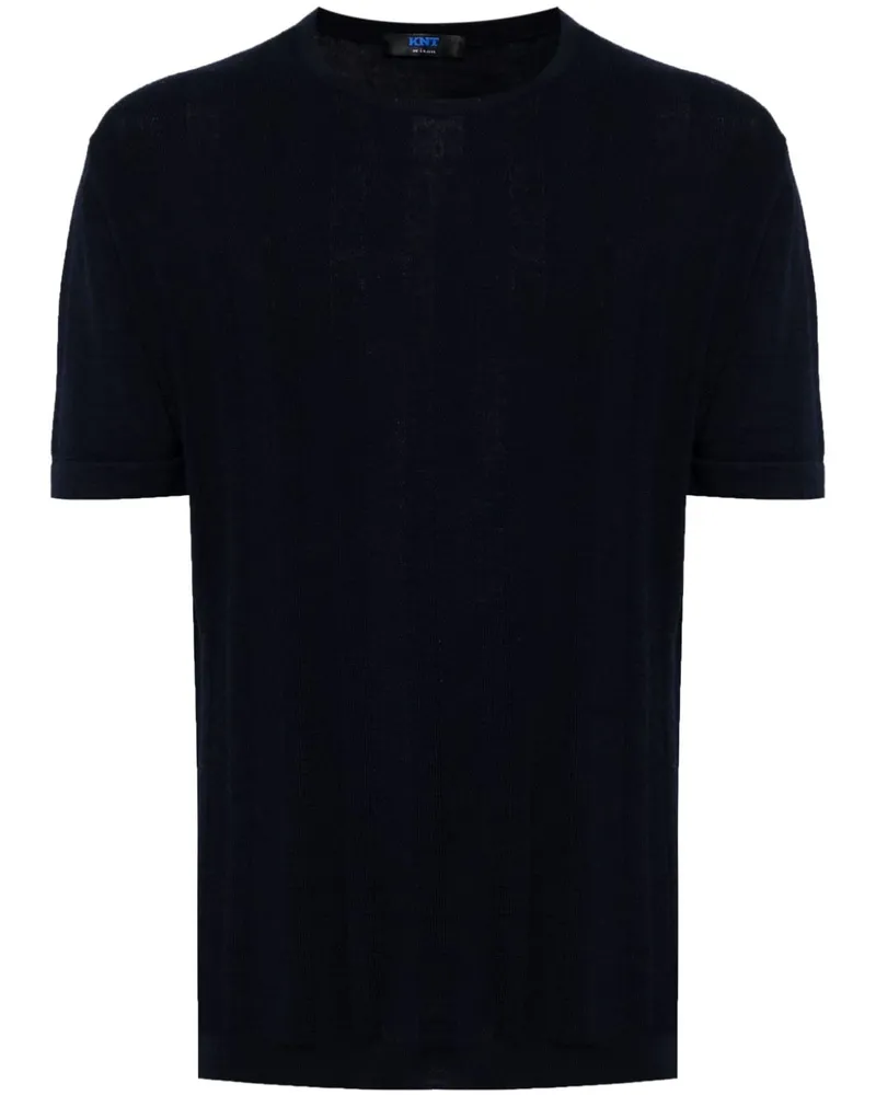 Kiton Geripptes T-Shirt mit rundem Ausschnitt - Blau Blau