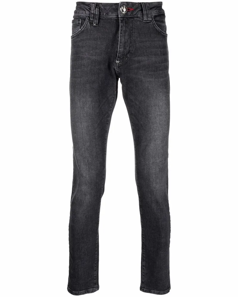 Philipp Plein Tief sitzende Slim-Fit-Jeans - Schwarz Schwarz