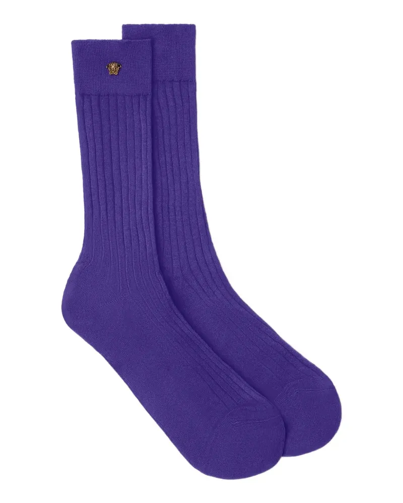 Versace Gerippte Socken mit Medusa-Schild - Violett Violett