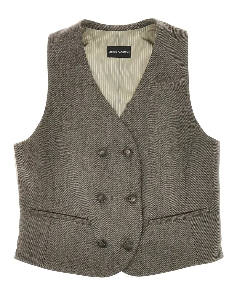Emporio Armani double-breasted virgin wool waistcoat - Braun Braun