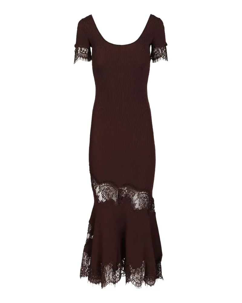 Self-Portrait lace-trim midi dress - Braun Braun