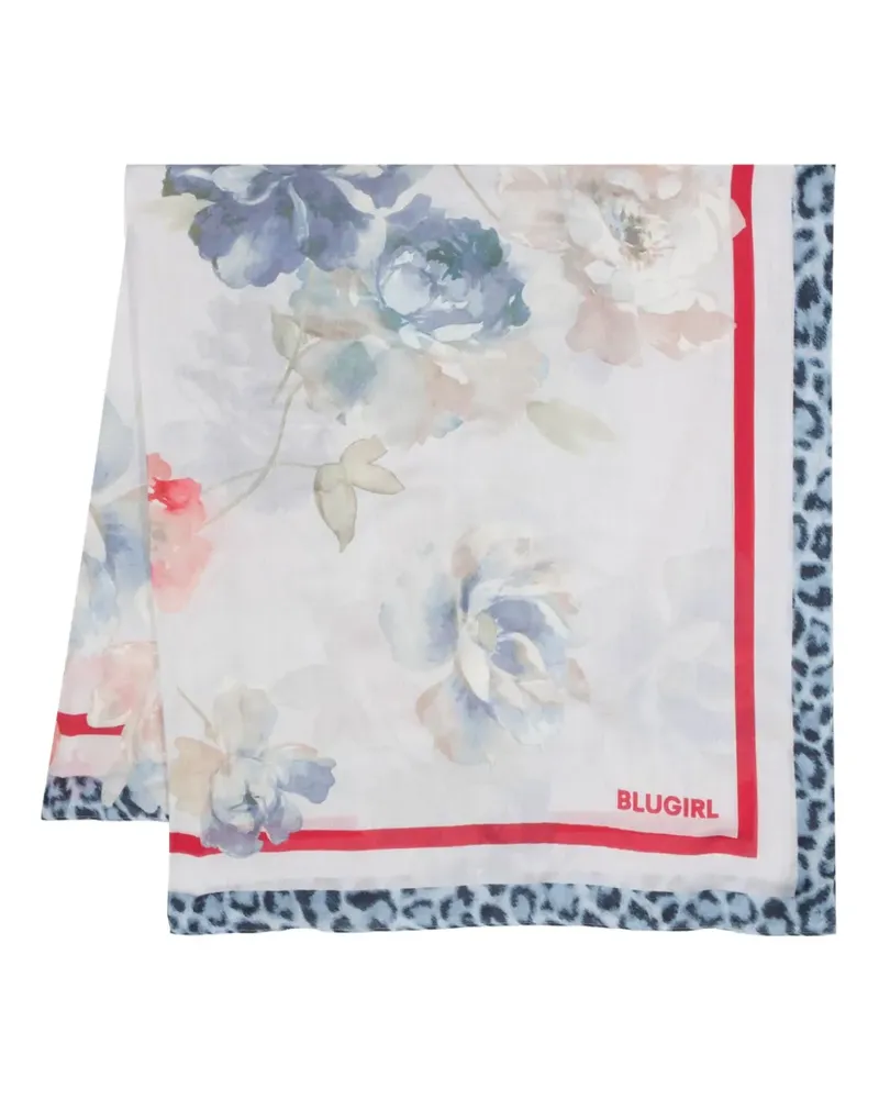 Blumarine Schal mit Blumen-Print - Blau Blau