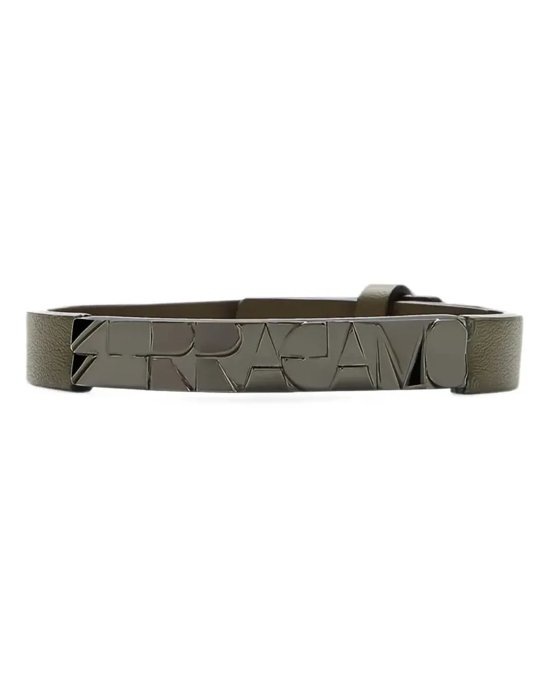 Ferragamo Lederarmband mit Logo-Schild - Grün Grün