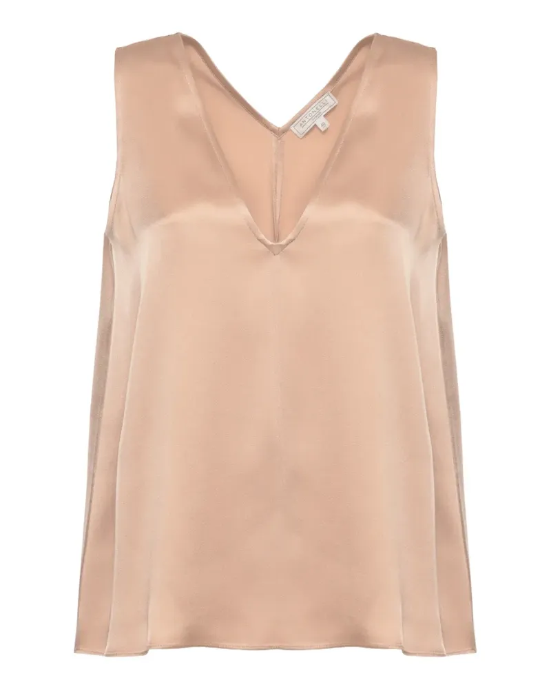 Antonelli Firenze patent-finish V-neck top - Rosa Rosa