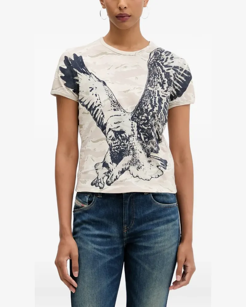 Diesel T-Shirt mit Adler-Print - Nude Nude
