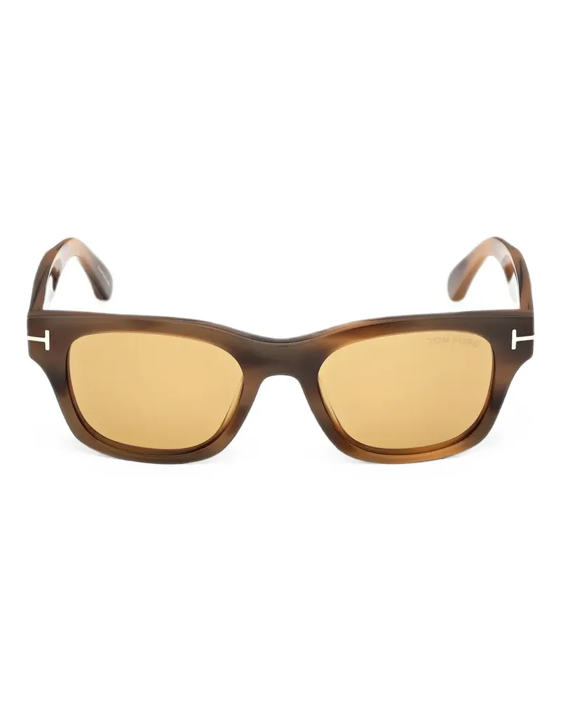 Tom Ford Eckige Sonnenbrille mit T-Motiv - Braun Braun