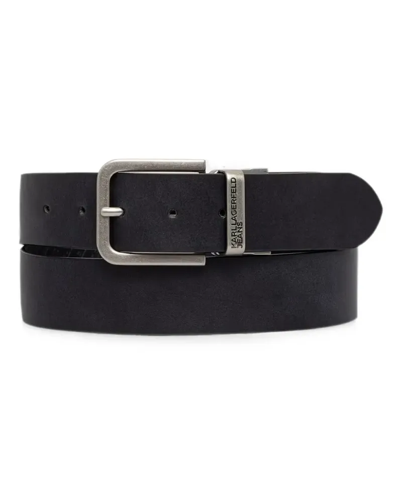 Karl Lagerfeld logo-embossed reversible belt - Schwarz Schwarz