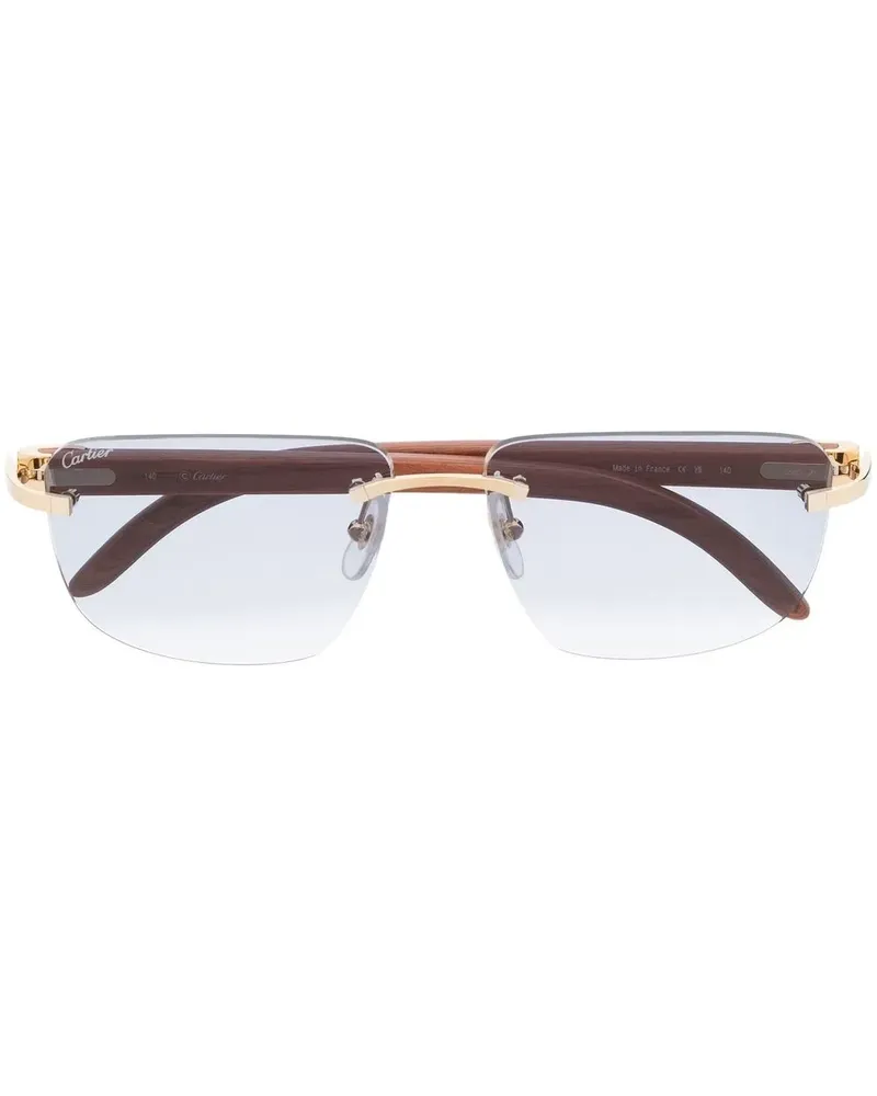 Cartier Sonnenbrille mit eckigem Gestell - Braun Braun