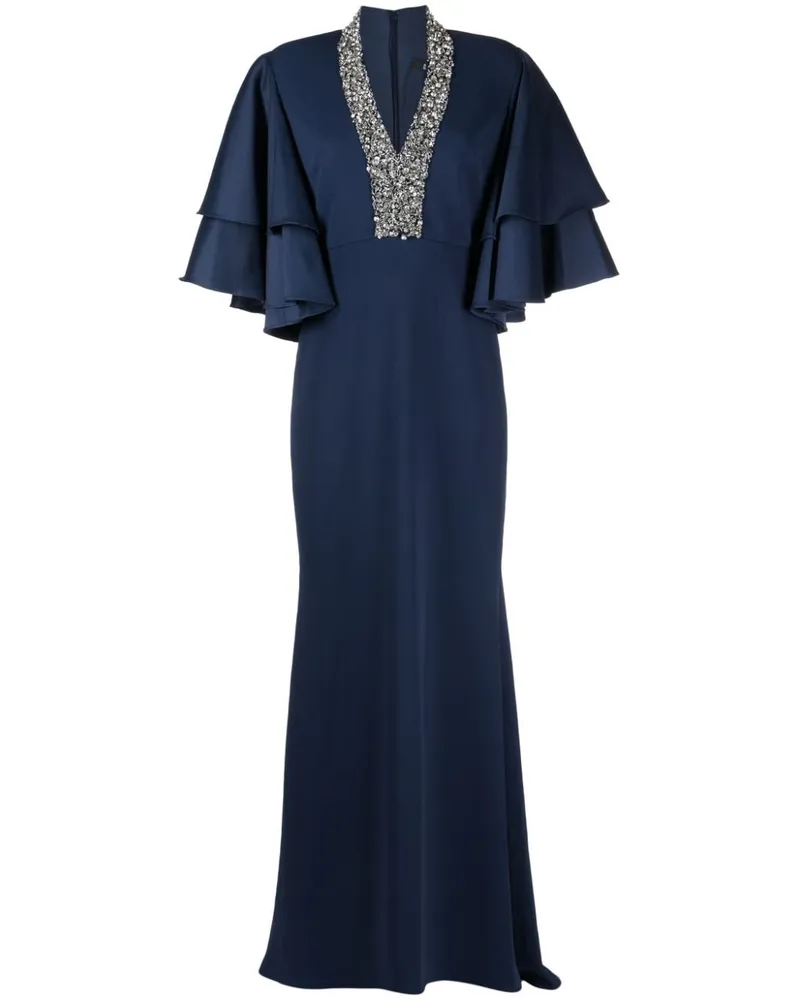 Badgley Mischka Abendkleid mit Perlen - Blau Blau