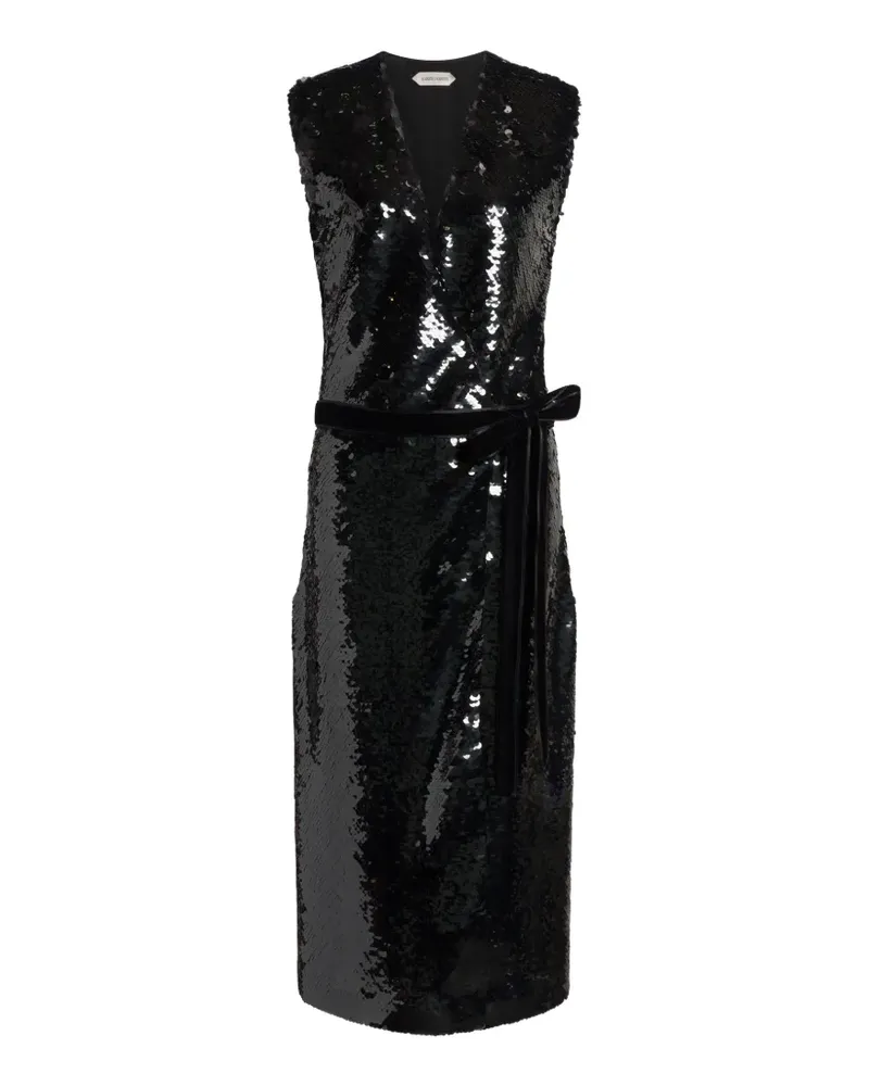 Alberta Ferretti Paillettenverziertes Kleid mit Gürtel - Schwarz Schwarz